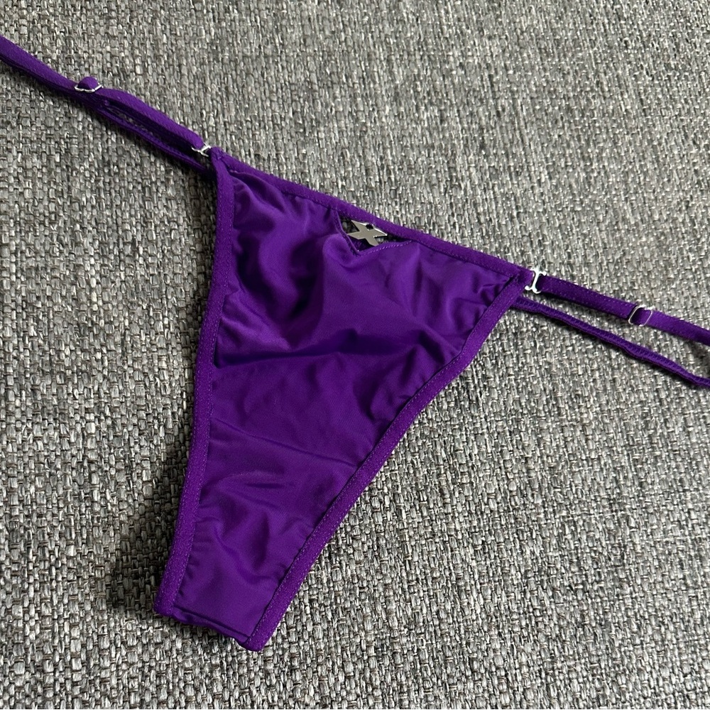 Frederick's of Hollywood Satin Purple V String Panty